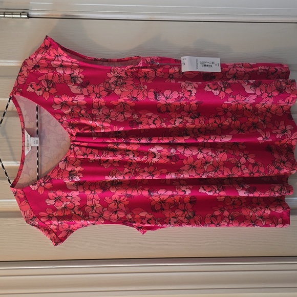 LIZ CLAIBORNE BRAND WOMEN'S PLUS PINK FLORAL SUMMER TANK TOP SIZE XXL - Picture 2 of 16